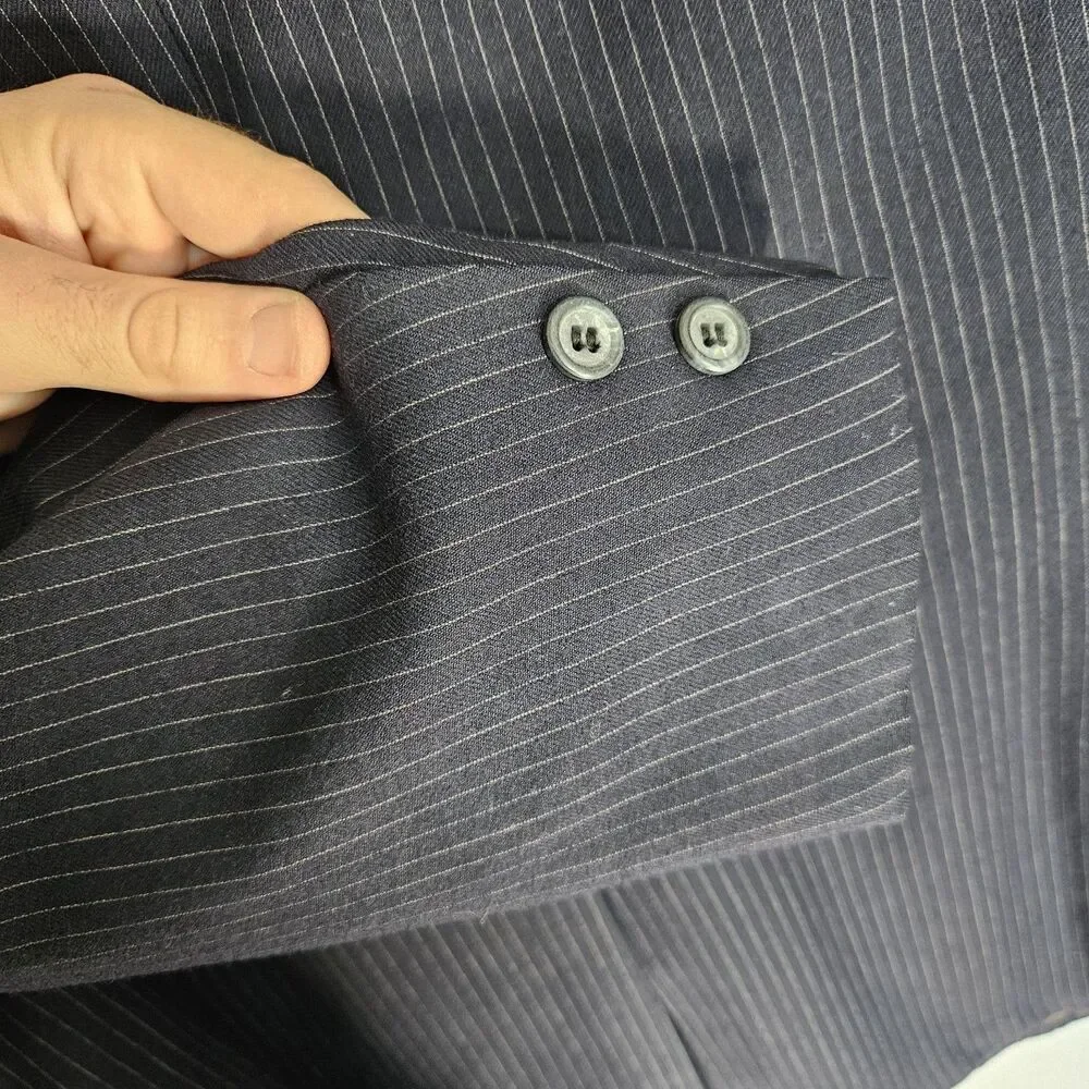 VTG 80s Brooks Brothers Suit Jacket Blazer Mens 42L Pinstripe Navy USA Union